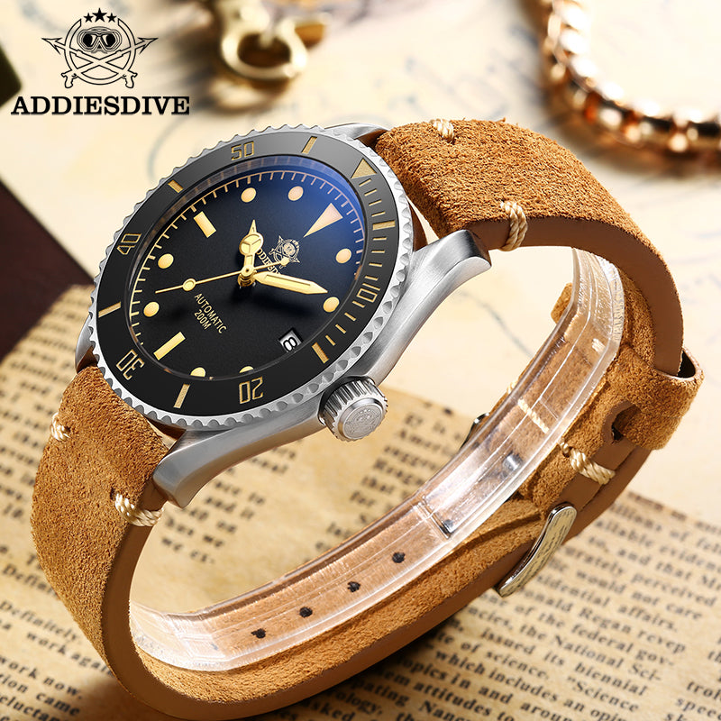 🔥SALDI D'AUTUNNO 🔥ADDIESDIVE® Orologio subacqueo automatico in pelle AD2101