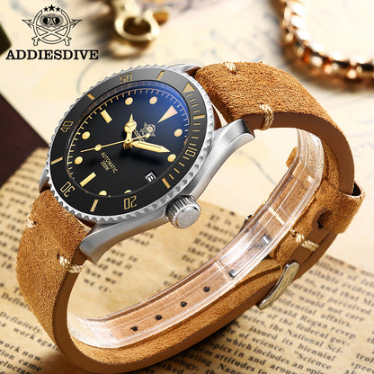 🔥SALDI D'AUTUNNO 🔥ADDIESDIVE® Orologio subacqueo automatico in pelle AD2101