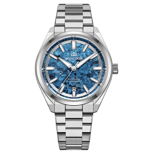 AddiesKIN Orologio Automatico di Lusso K006 – 40mm, Quadrante in Titanio Cristallizzato, Movimento Miyota 9015 Azzurro