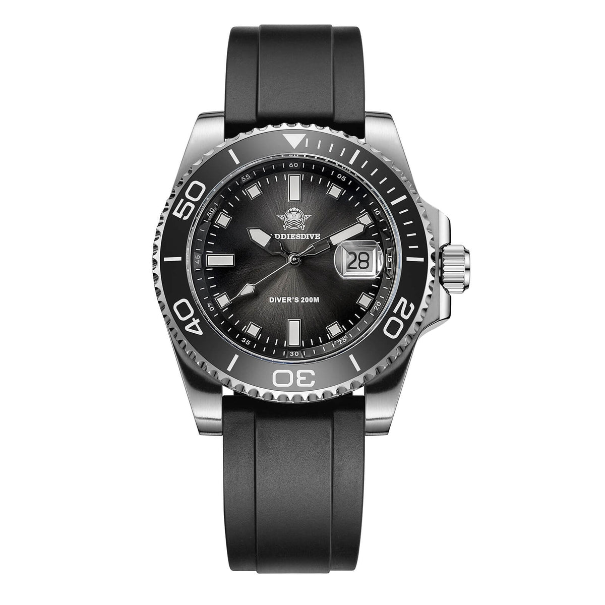 ADDIESDIVE 41 mm Orologio Subacqueo al Quarzo da AD2089 Nero Cinturino in silicone