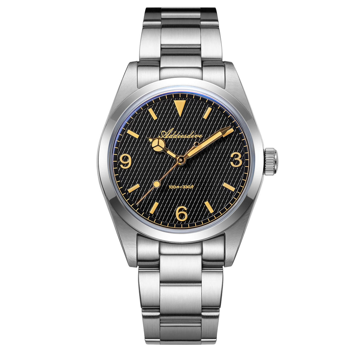 ★Saldi Anniversario★Orologio subacqueo ADDIESDIVE Explore da 36 mm, orologio al quarzo VH31 AD2096 Nero C3 (bagliore verde)