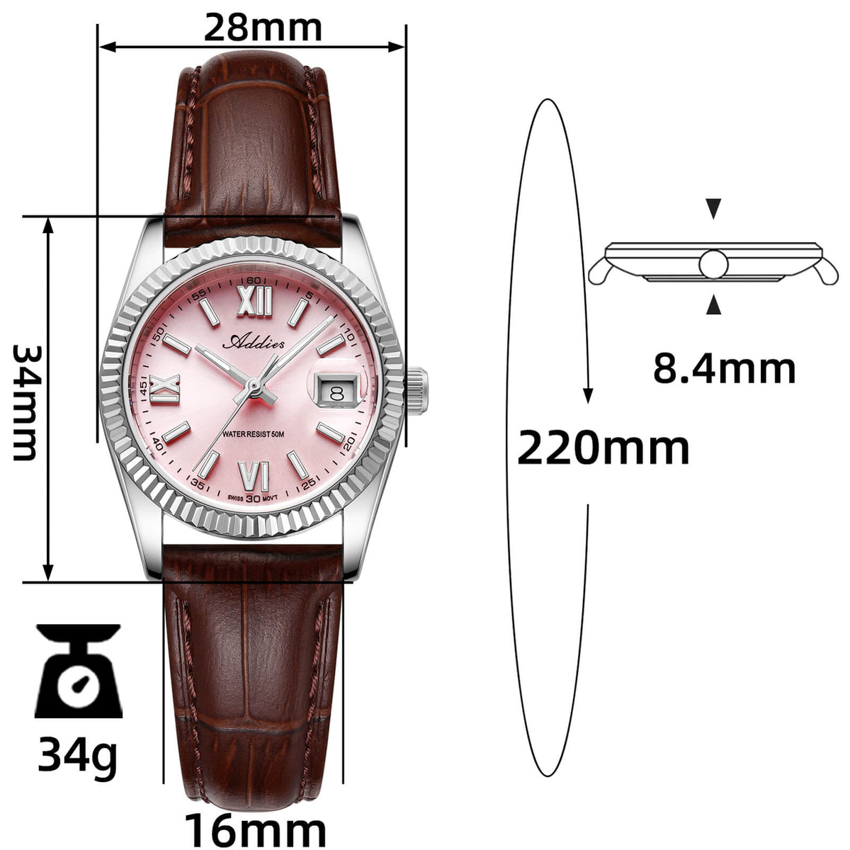 ★Nuovi Arrivi★Orologio da donna di lusso Addies da 28 mm con movimento al quarzo AW25901