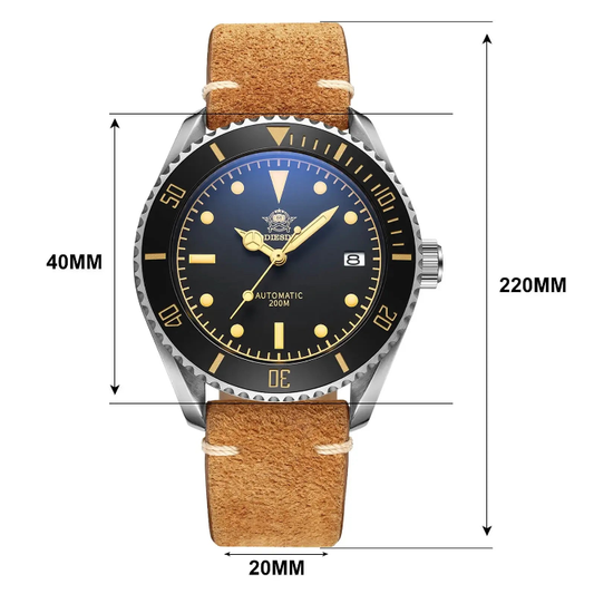 ★Magazzino Italia★ADDIESDIVE® Orologio subacqueo automatico in pelle AD2101