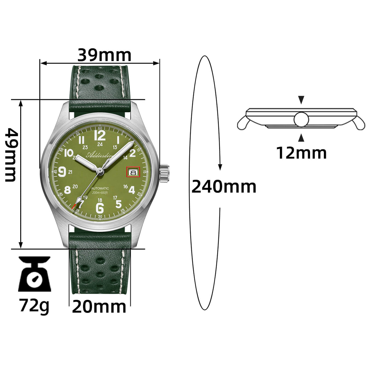 🔥SALDI D'AUTUNNO 🔥ADDIESDIVE 39mm Orologio Explore NH35 Automatico AD2070