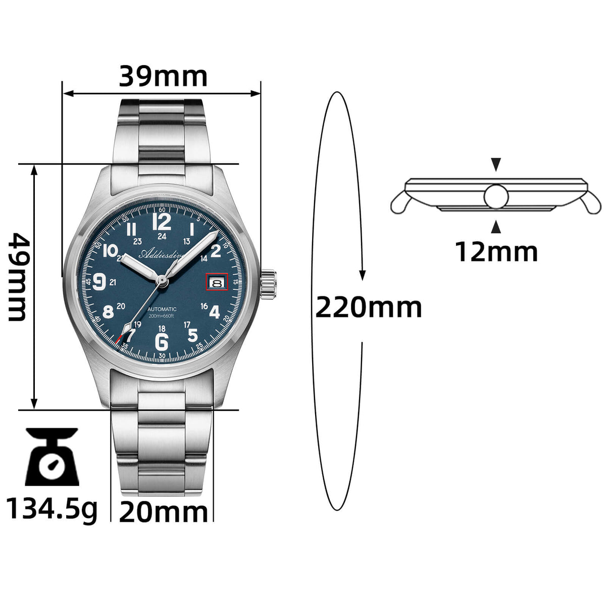 🔥SALDI D'AUTUNNO 🔥ADDIESDIVE 39mm Orologio Explore NH35 Automatico AD2070