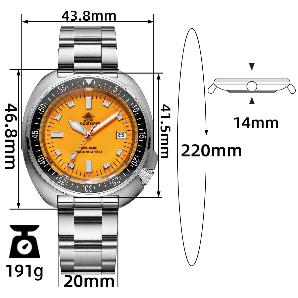 ★Saldi Anniversario★ADDIESDIVE Orologio Subacqueo Retro Captain Willard AD2081