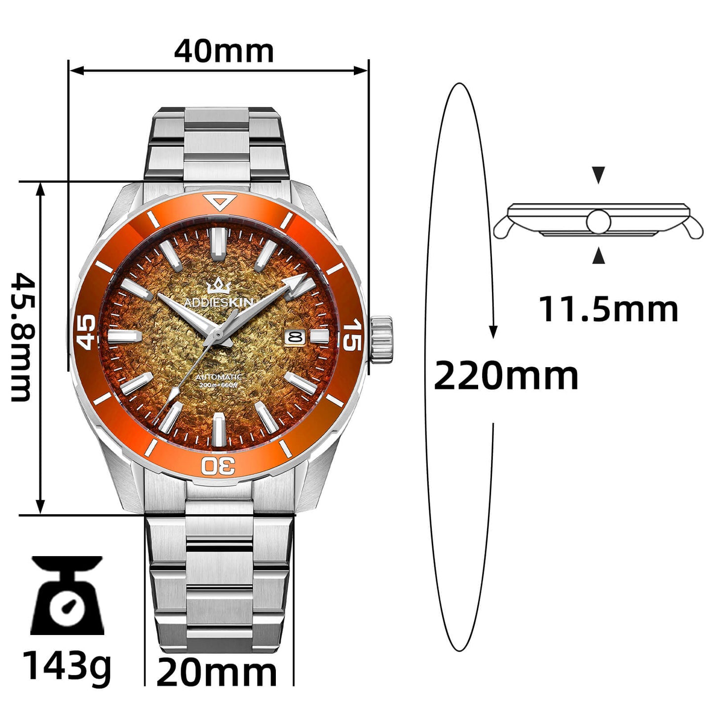 ★Saldi Anniversario★Orologio da uomo AddiesKIN di lusso da 40 mm con movimento Miyota 9015, modello K005