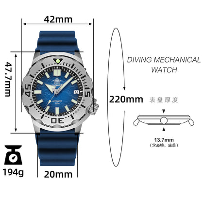 ★Speciali settimanali★ADDIESDIVE Orologio Subacqueo OceanMonster AD2047 Cinturino in silicone blu
