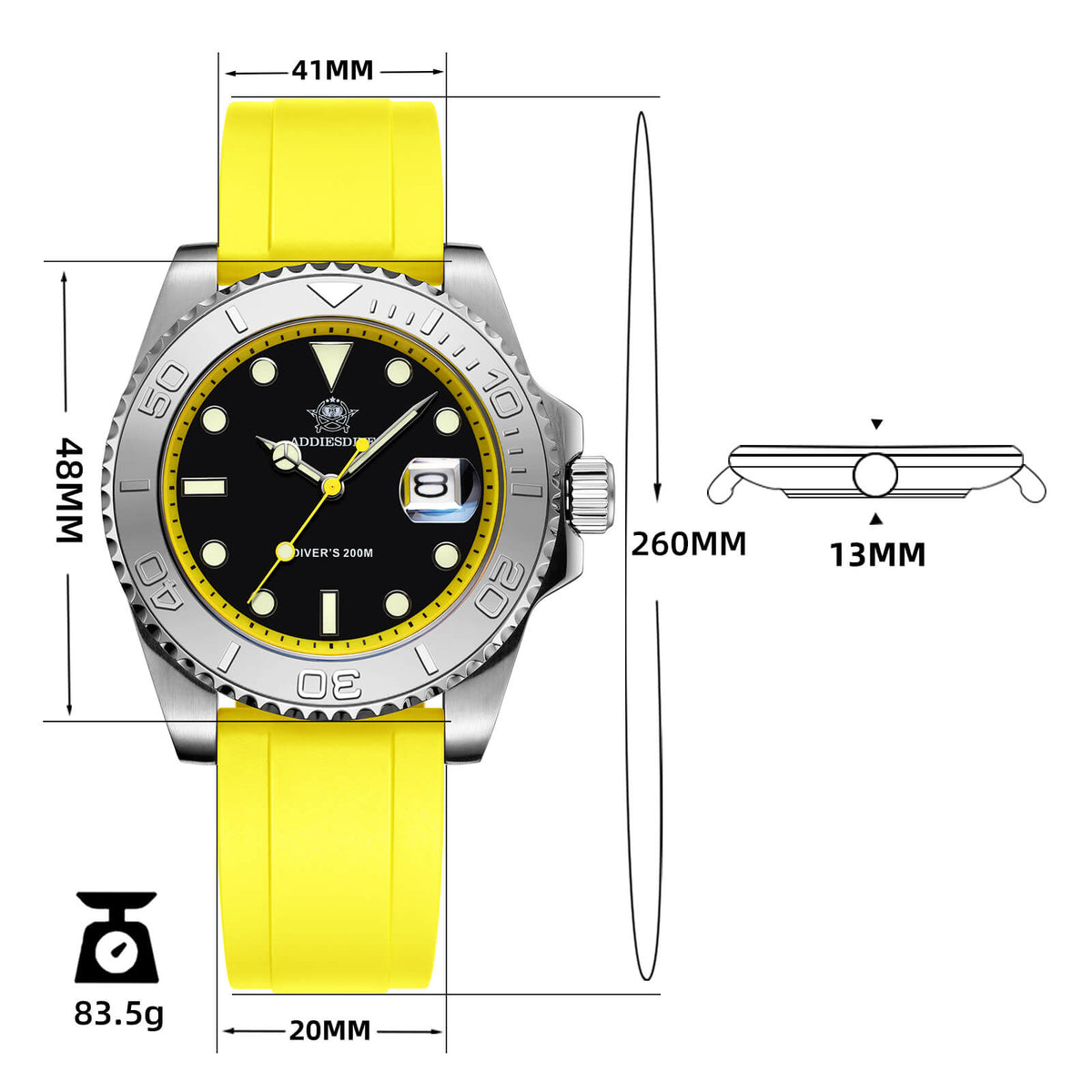 ★Saldi Anniversario★ADDIESDIVE Orologio Sportivo al Quarzo da 41 mm Impermeabile 200 m (AD2040)