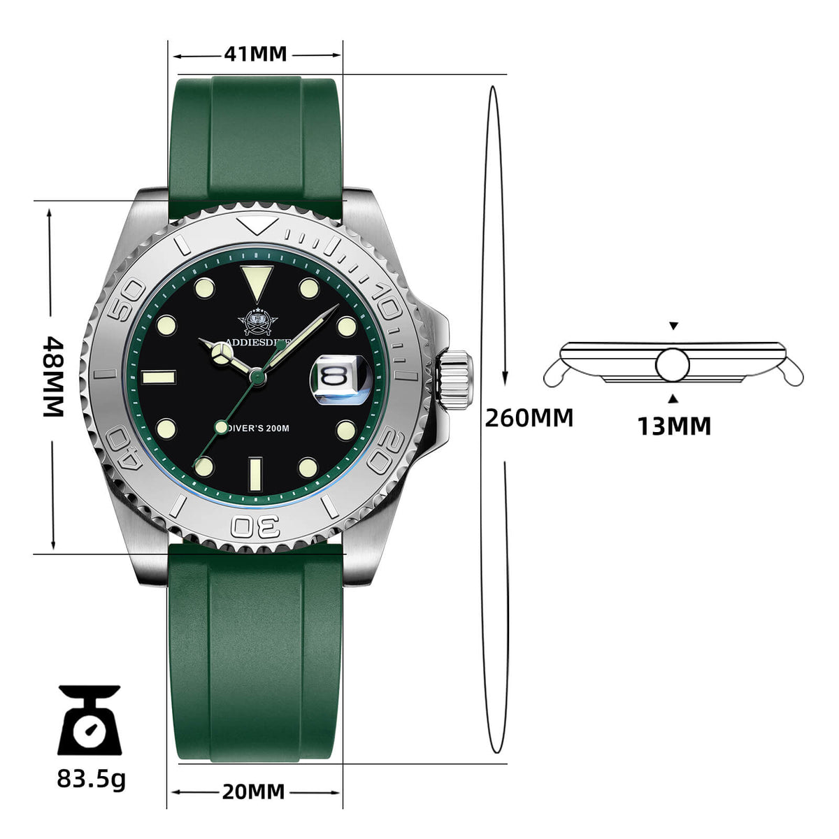 ★Saldi Anniversario★ADDIESDIVE Orologio Sportivo al Quarzo da 41 mm Impermeabile 200 m (AD2040)
