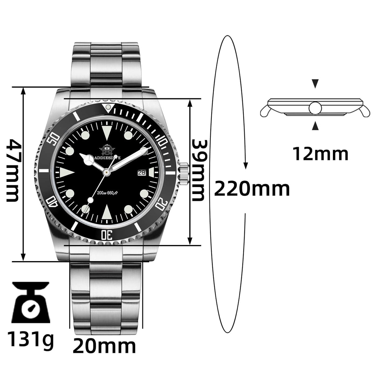 🔥SALDI D'AUTUNNO 🔥 ADDIESDIVE Orologio al Quarzo da 39 mm con Lunetta Girevole Bidirezionale AD2068
