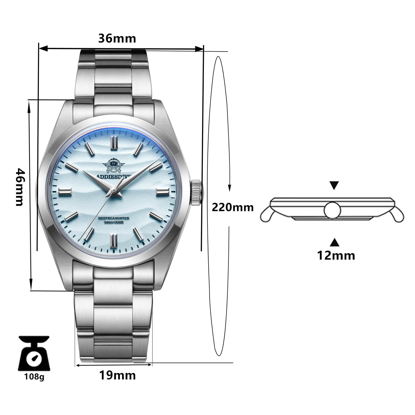 🔥Saldi Anniversario 🔥Orologio al quarzo ADDIESDIVE da 36 mm con movimento VH31 AD2030
