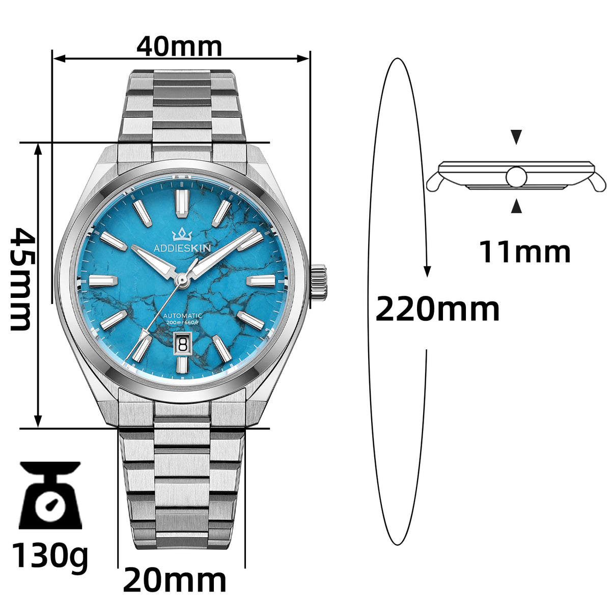 🔥SALDI D'AUTUNNO 🔥 Orologio automatico di lusso AddiesKIN K010 da 40 mm con quadrante in pietra naturale e movimento Miyota 9015