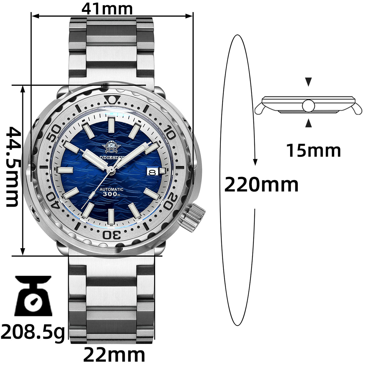 ★Speciale Capodanno★ Orologio automatico Addiesdive con cinturino in acciaio inossidabile, AD2098
