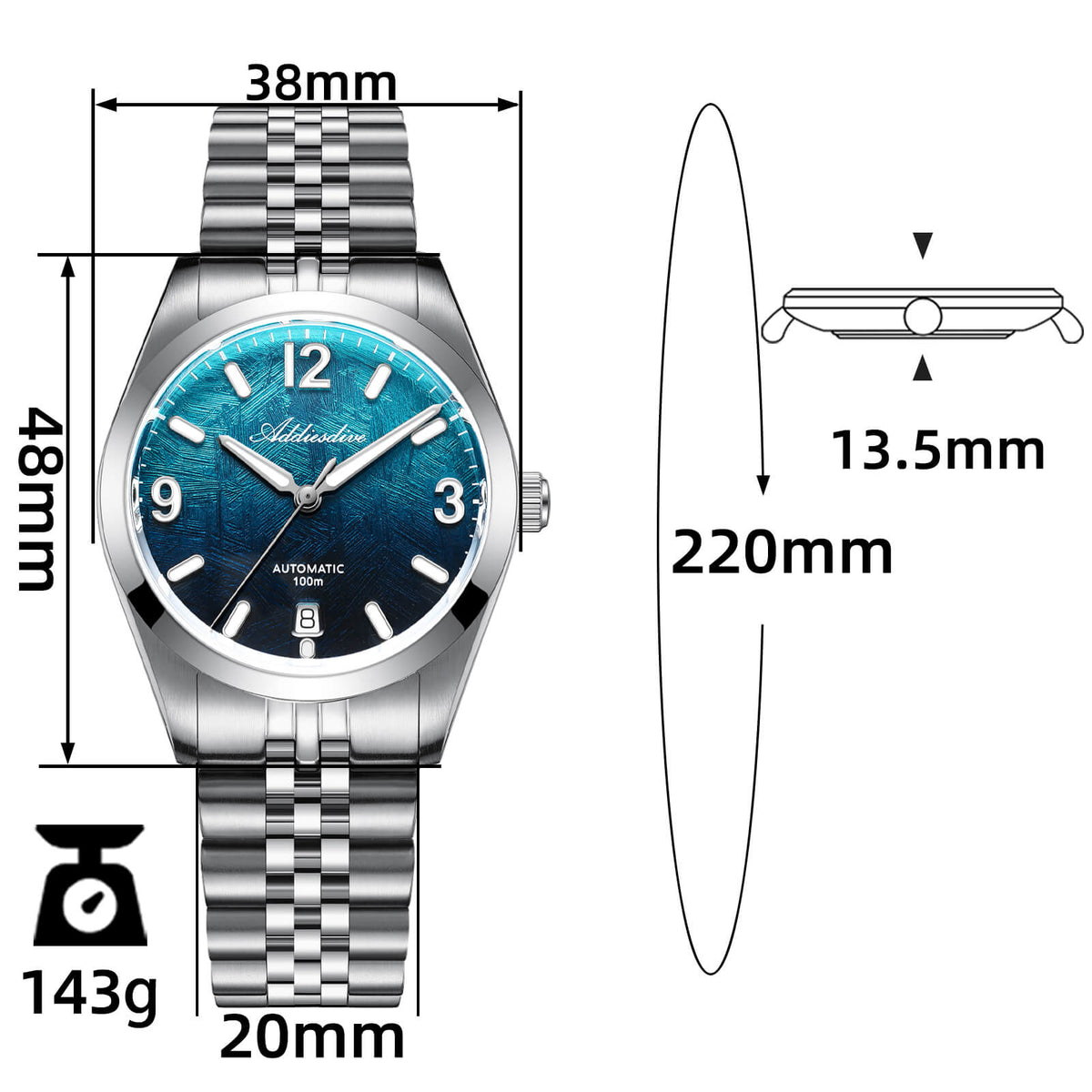 🔥SALDI D'AUTUNNO 🔥 Addiesdive Orologio Automatico di Lusso 39mm AD2547