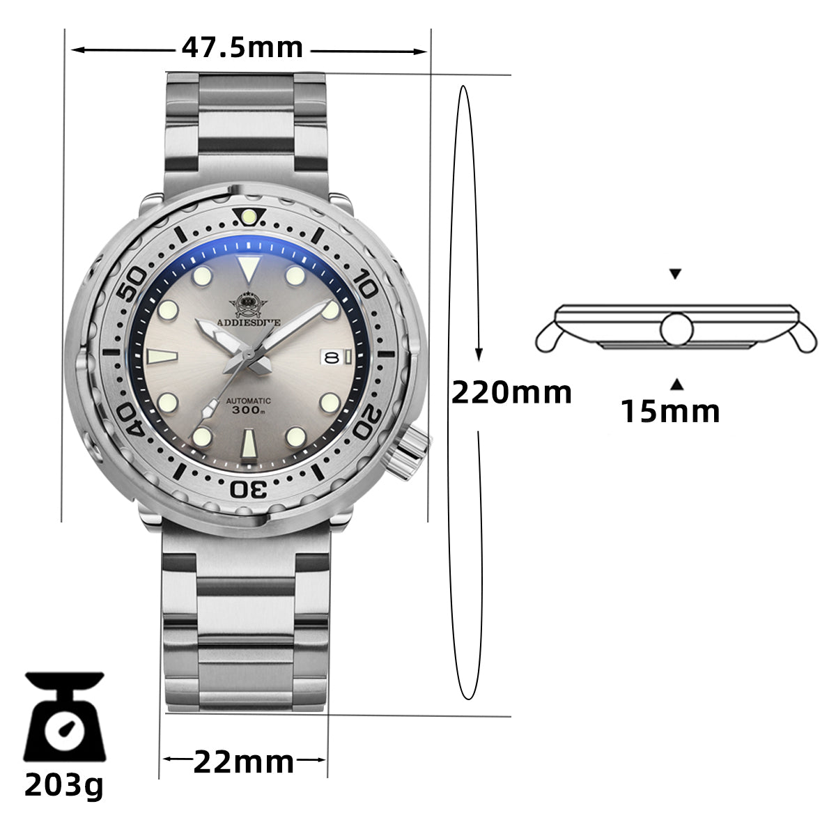 ★Speciale Capodanno★Orologio subacqueo ADDIESDIVE Emperor Tuna 300m (MY-H5C)
