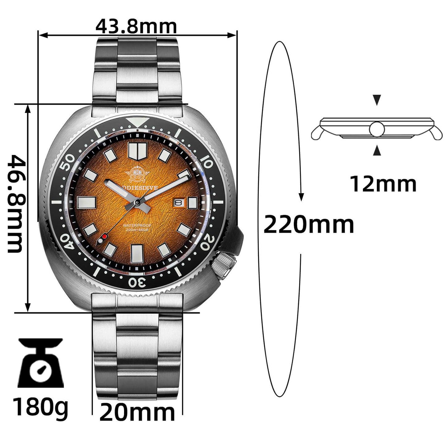 ★Saldi Anniversario★Addiesdive Turtle Orologio subacqueo al quarzo da uomo con cristallo di zaffiro AD2511
