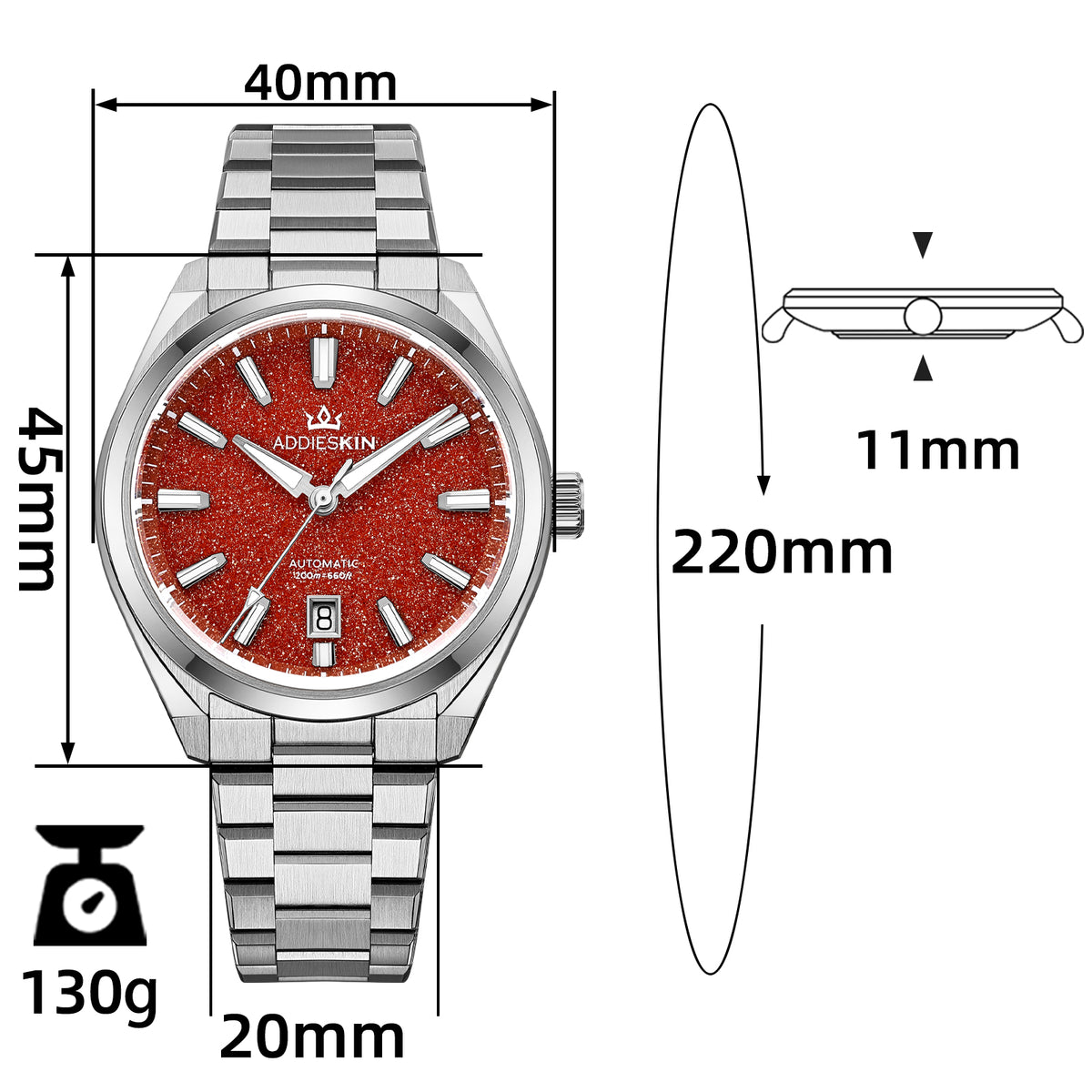 🔥SALDI D'AUTUNNO 🔥 Orologio automatico di lusso AddiesKIN K010 da 40 mm con quadrante in pietra naturale e movimento Miyota 9015