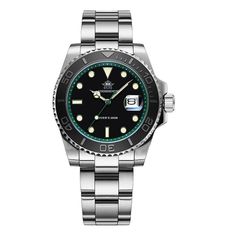 ★Saldi Anniversario★ADDIESDIVE Orologio Sportivo al Quarzo da 41 mm Impermeabile 200 m (AD2040) verde nero Cinturino in acciaio