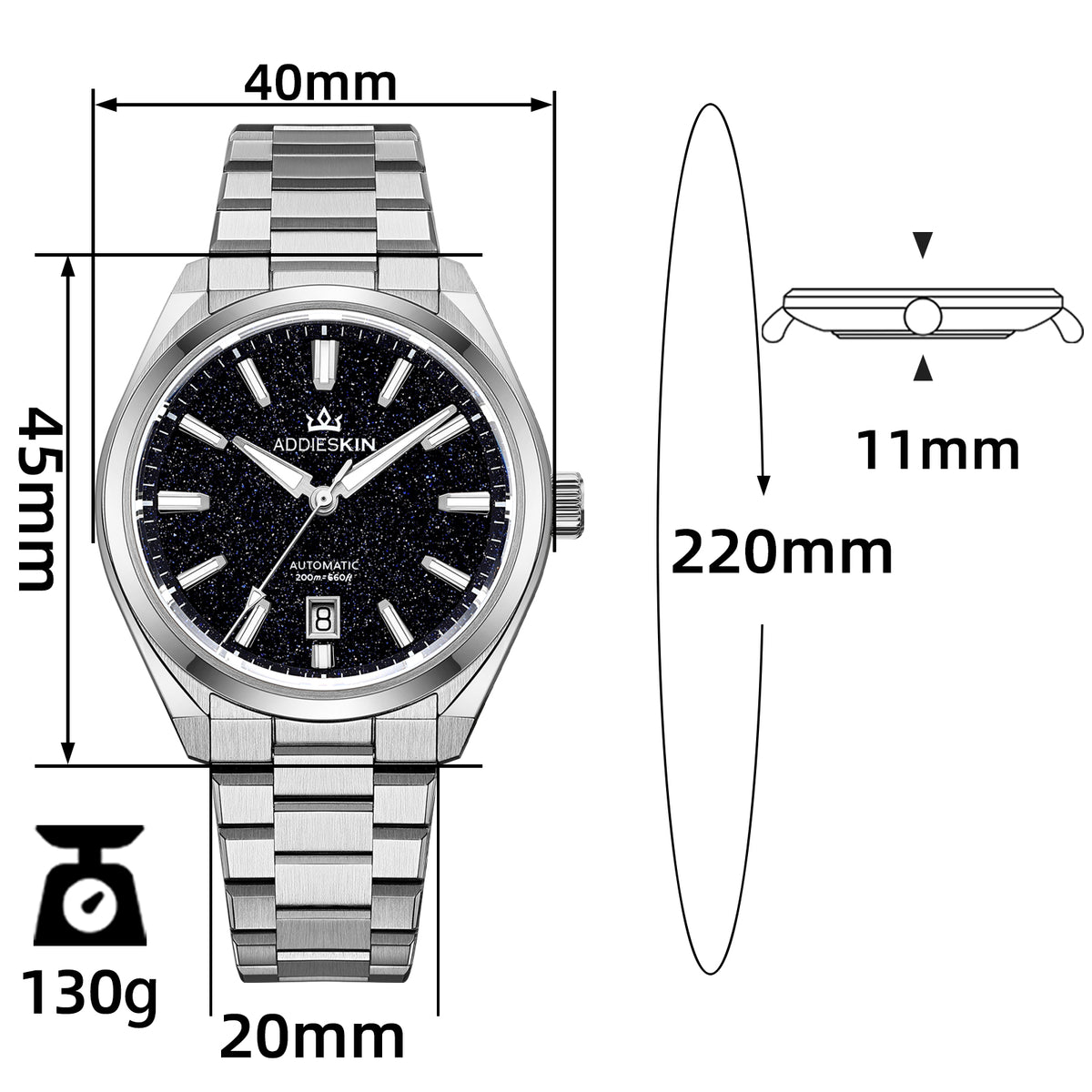 🔥SALDI D'AUTUNNO 🔥 Orologio automatico di lusso AddiesKIN K010 da 40 mm con quadrante in pietra naturale e movimento Miyota 9015