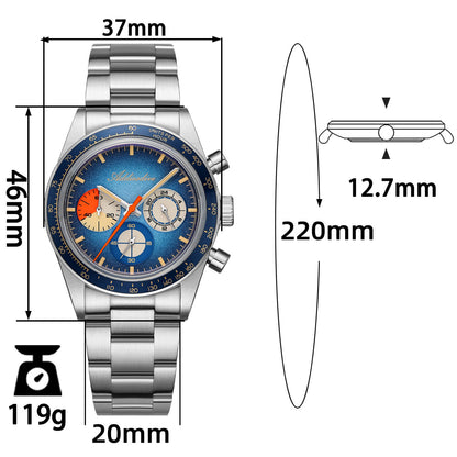 ADDIESDIVE 37mm Orologio Cronografo al Quarzo di Lusso AD2551