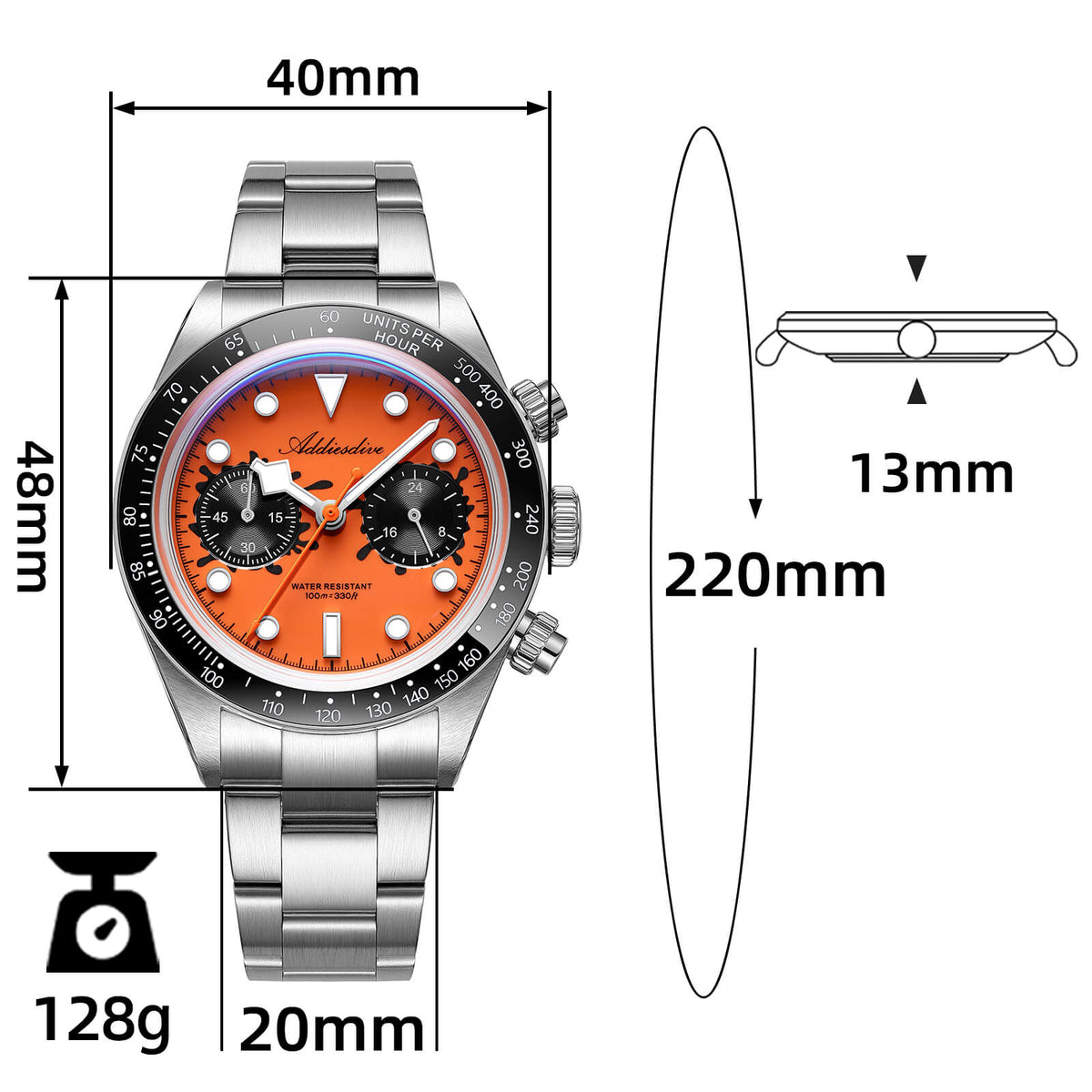 🔥SALDI D'AUTUNNO 🔥 Orologio cronografo ADDIESDIVE 40 mm VK64 AD2520