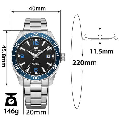 AddiesKIN Orologio da uomo di lusso 40 mm con movimento Miyota 9015 – Modello K009