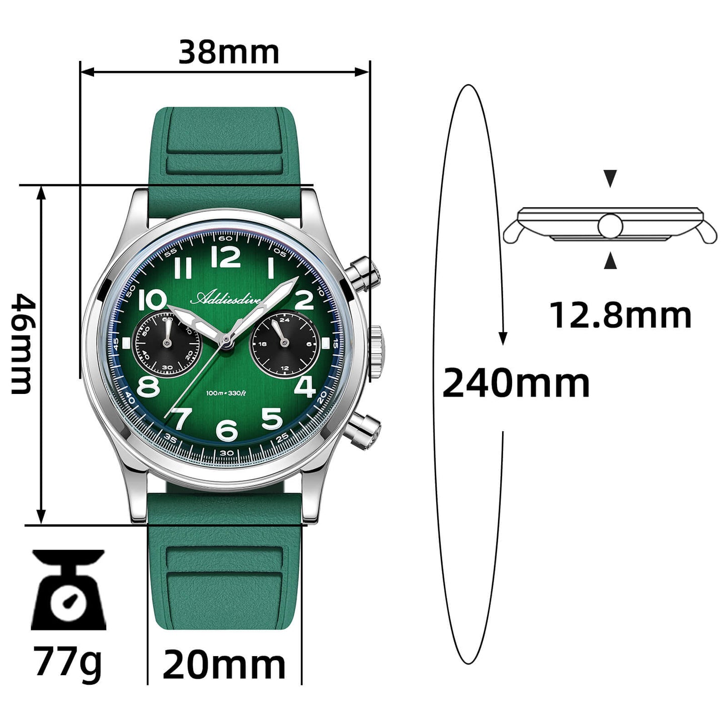 ★Speciali settimanali★Orologio cronografo ADDIESDIVE 38mm VK64 AD2516