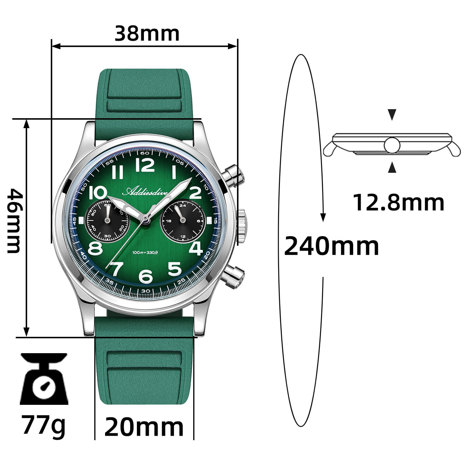 ★Speciali settimanali★Orologio cronografo ADDIESDIVE 38mm VK64 AD2516