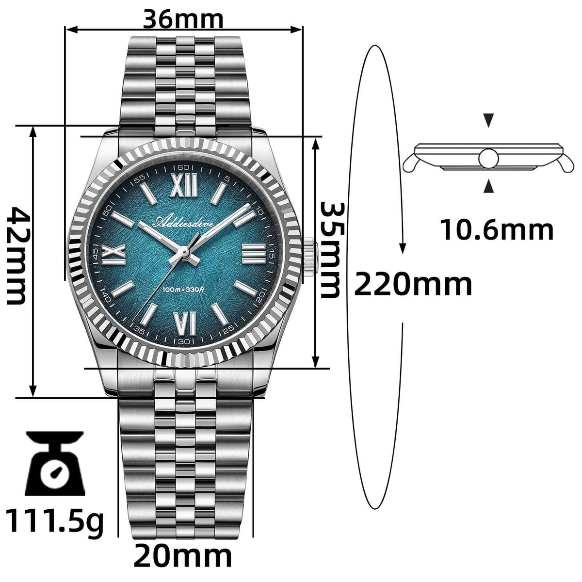 ★Saldi Anniversario★ADDIESDIVE Orologio da Uomo DJ Homage da 36 mm AD2512
