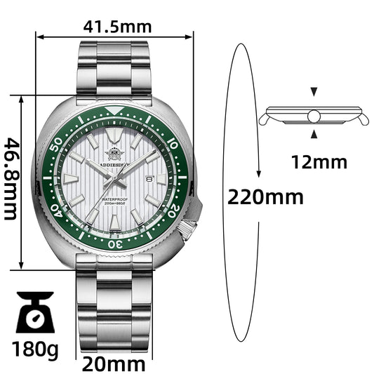 ★Offerta speciale★ Orologio subacqueo al quarzo da uomo Addiesdive Turtle 41 mm AD2507