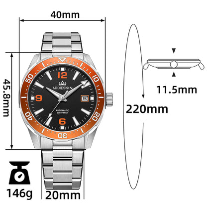 AddiesKIN Orologio da uomo di lusso 40 mm con movimento Miyota 9015 – Modello K009