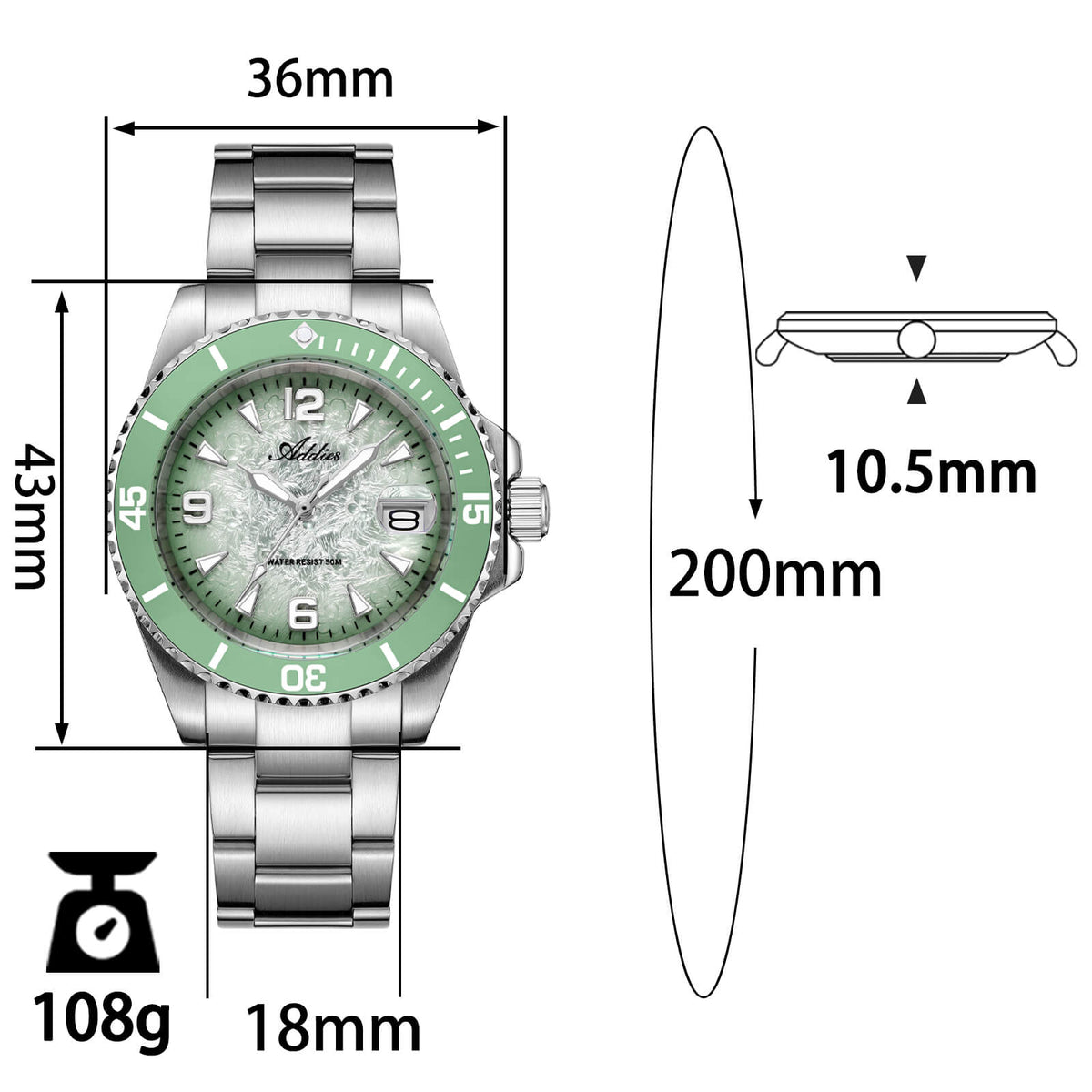 ADDIES AW25914 Orologio Uomo 36mm | Quarzo Giapponese