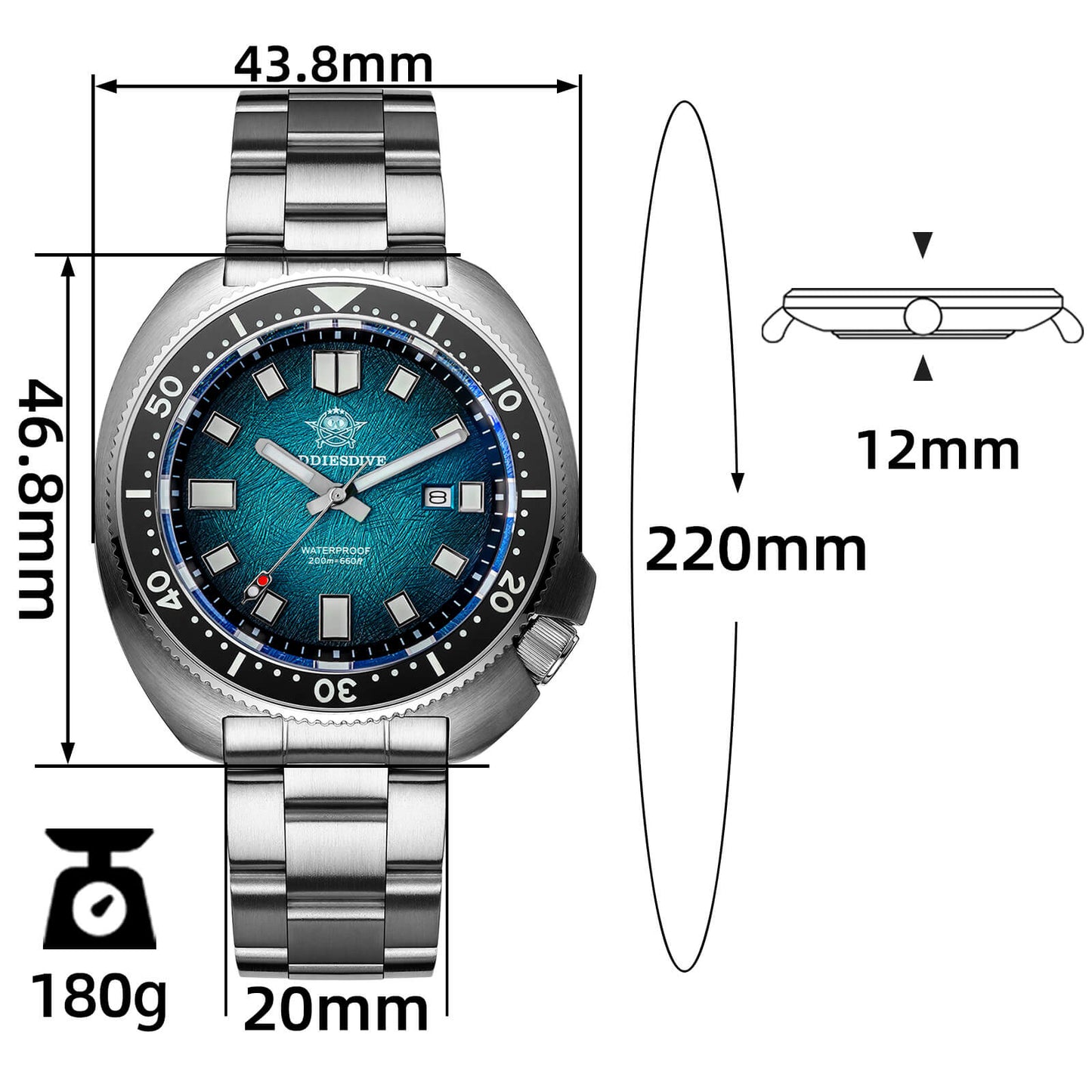 ★Saldi Anniversario★Addiesdive Turtle Orologio subacqueo al quarzo da uomo con cristallo di zaffiro AD2511