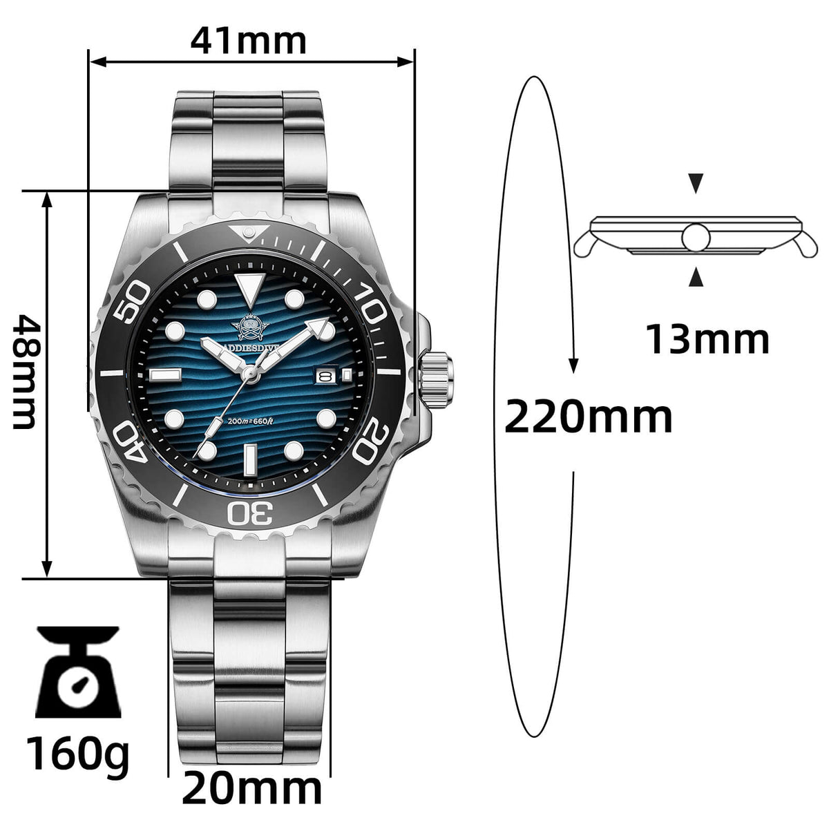 🔥SALDI D'AUTUNNO 🔥Orologio subacqueo al quarzo Addiesdive da 41 mm con quadrante a trama "deserto" AD2537