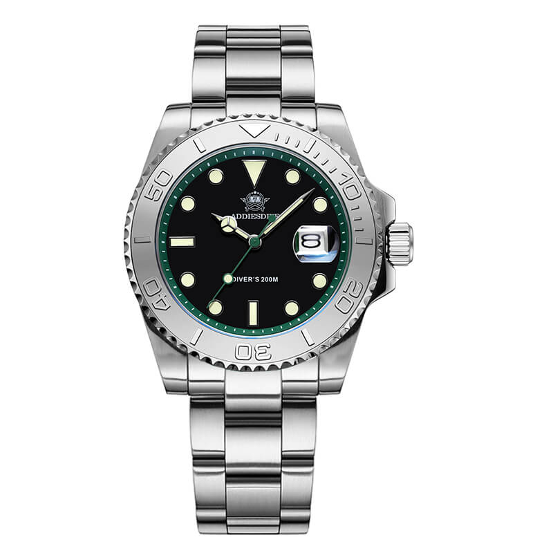 ★Saldi Anniversario★ADDIESDIVE Orologio Sportivo al Quarzo da 41 mm Impermeabile 200 m (AD2040) verde argento Cinturino in acciaio