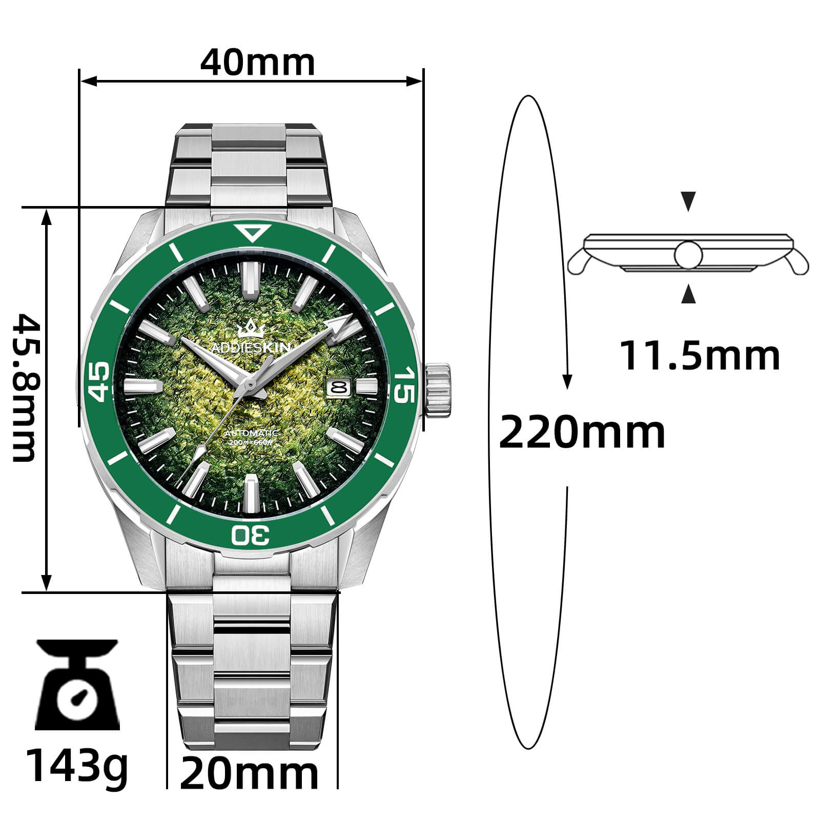 ★Saldi Anniversario★Orologio da uomo AddiesKIN di lusso da 40 mm con movimento Miyota 9015, modello K005