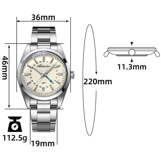 ★Saldi Anniversario★ADDIESDIVE Orologio al Quarzo GMT Elegance Collection AD2065