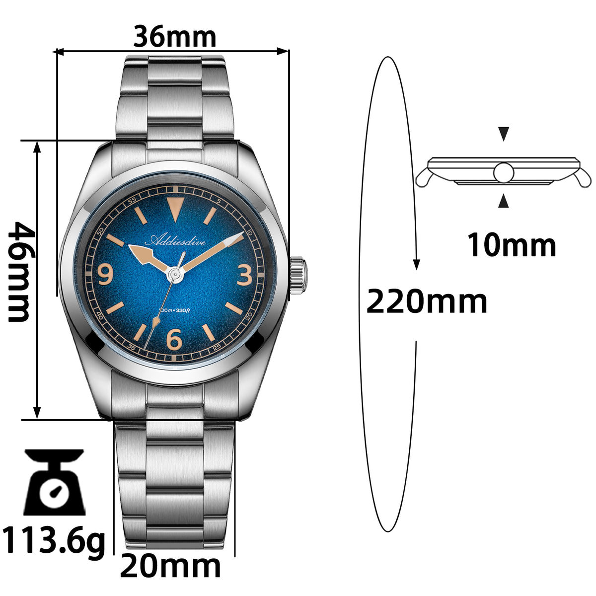 🔥SALDI D'AUTUNNO 🔥 Orologio al quarzo di lusso ADDIESDIVE da 36 mm AD2554