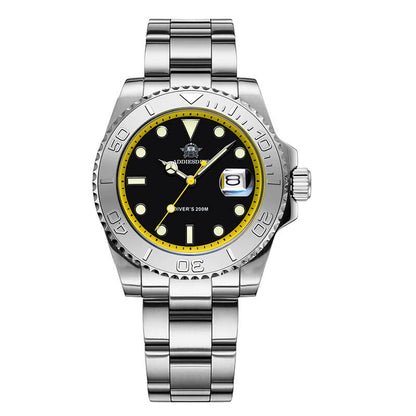 ★Saldi Anniversario★ADDIESDIVE Orologio Sportivo al Quarzo da 41 mm Impermeabile 200 m (AD2040) giallo argento Cinturino in acciaio