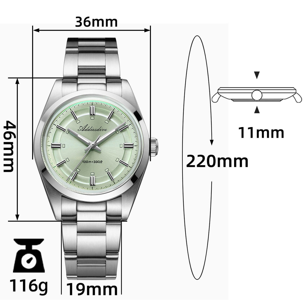 ★Saldi Anniversario★ADDIESDIVE OROLOGIO 36MM VH31 STILE EXPLORER AD2515
