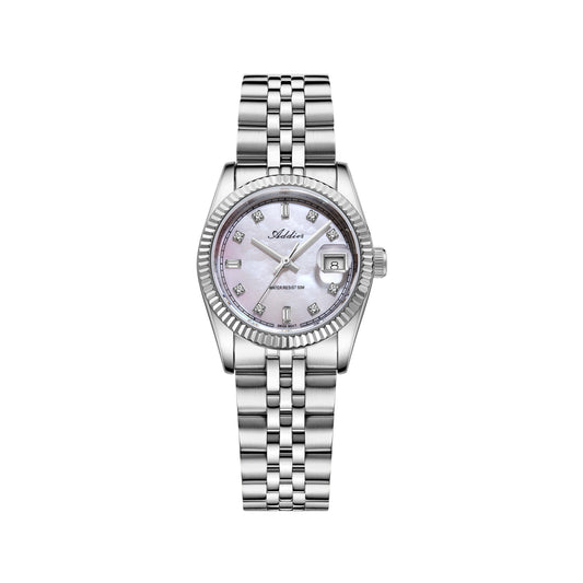 ★Nuovi Arrivi★Orologio da donna Addies da 28 mm con movimento al quarzo di lusso, modello AW25905 Argento Cinturino in acciaio