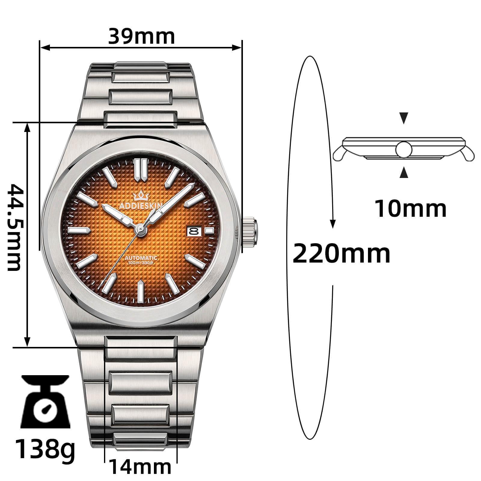 Orologio da uomo ADDIESKIN K004 "Waffle Elegance" automatico 9015