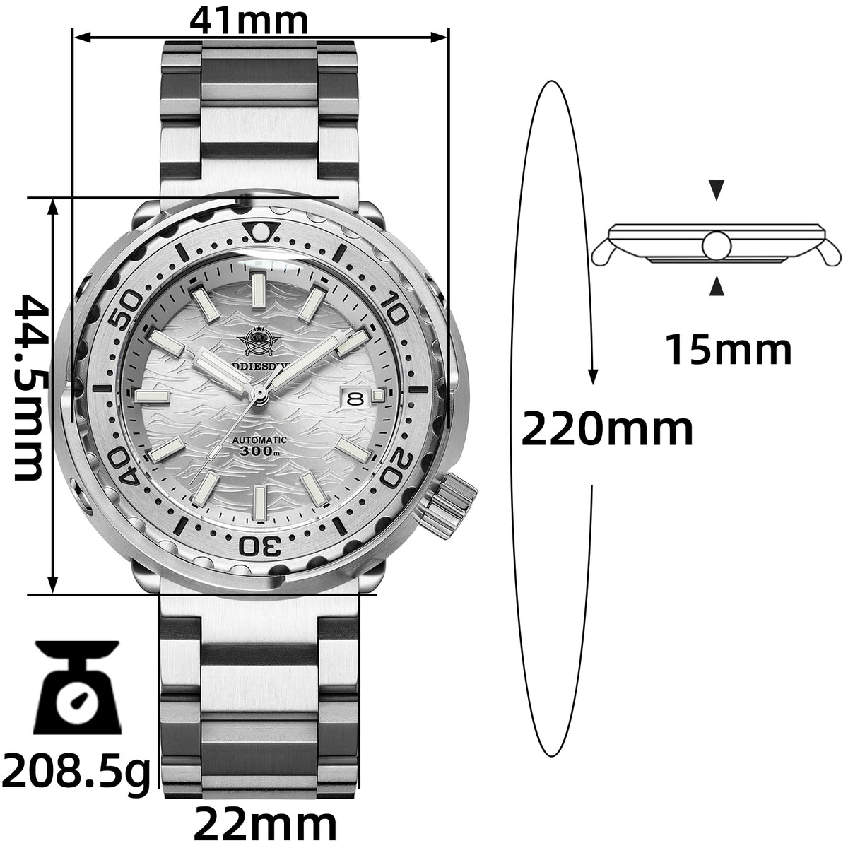 ★Speciale Capodanno★ Orologio automatico Addiesdive con cinturino in acciaio inossidabile, AD2098