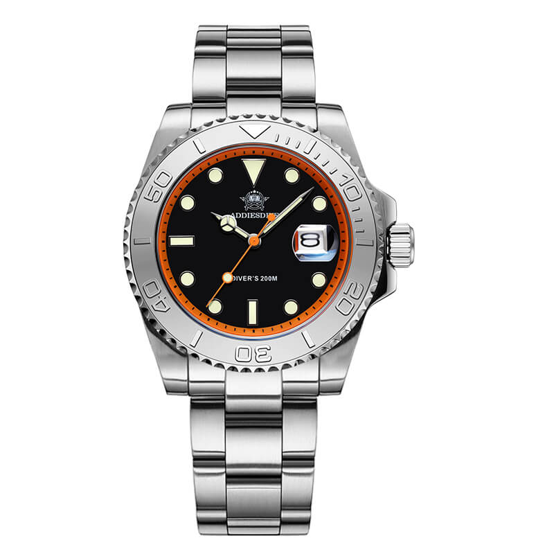 ★Saldi Anniversario★ADDIESDIVE Orologio Sportivo al Quarzo da 41 mm Impermeabile 200 m (AD2040) colore arancione argento Cinturino in acciaio
