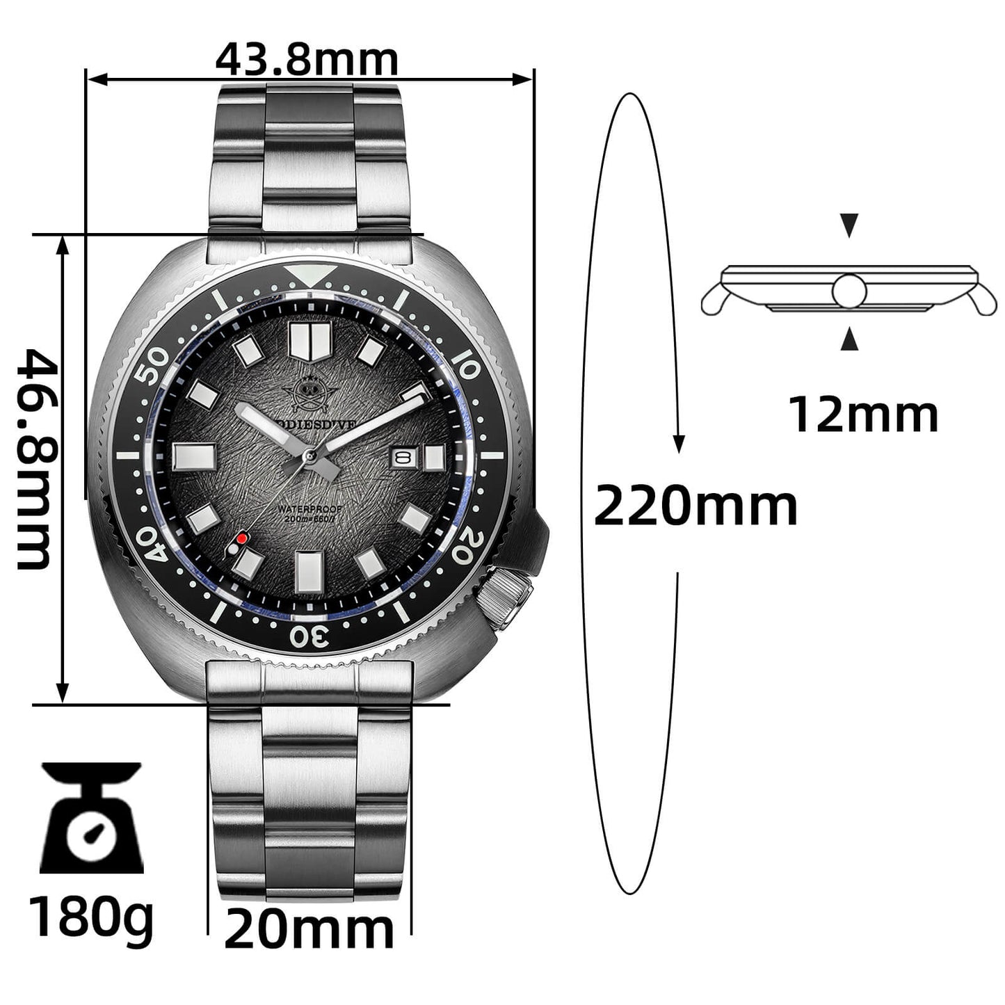 ★Saldi Anniversario★Addiesdive Turtle Orologio subacqueo al quarzo da uomo con cristallo di zaffiro AD2511