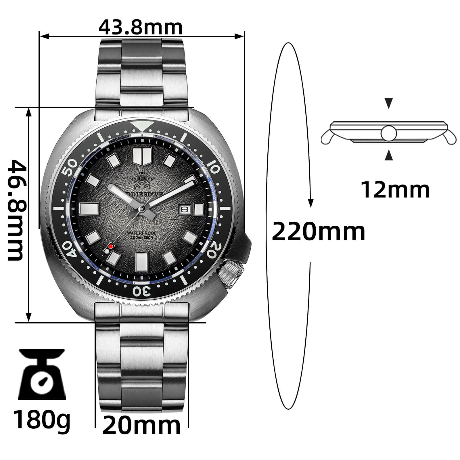 ★Saldi Anniversario★Addiesdive Turtle Orologio subacqueo al quarzo da uomo con cristallo di zaffiro AD2511