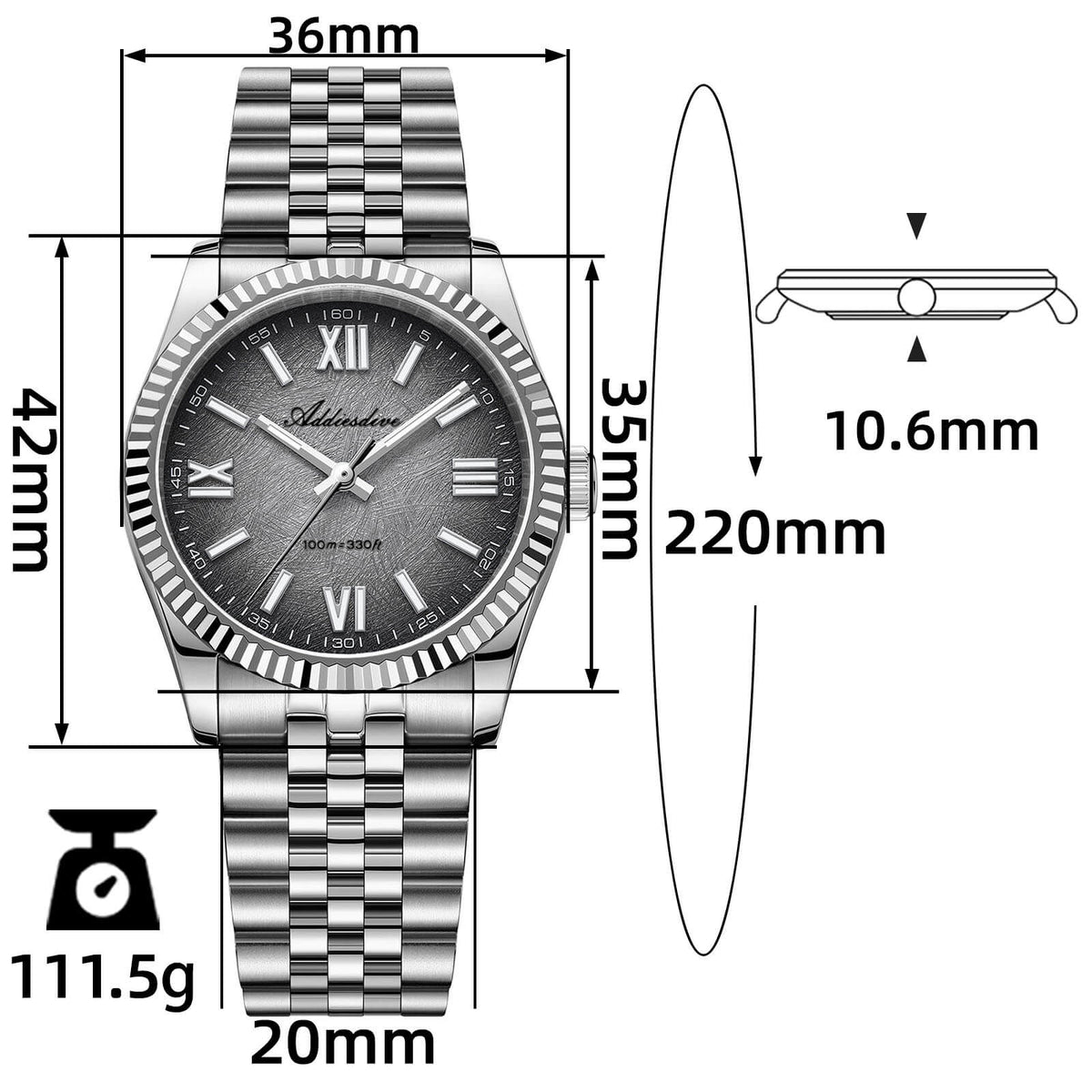 ★Saldi Anniversario★ADDIESDIVE Orologio da Uomo DJ Homage da 36 mm AD2512