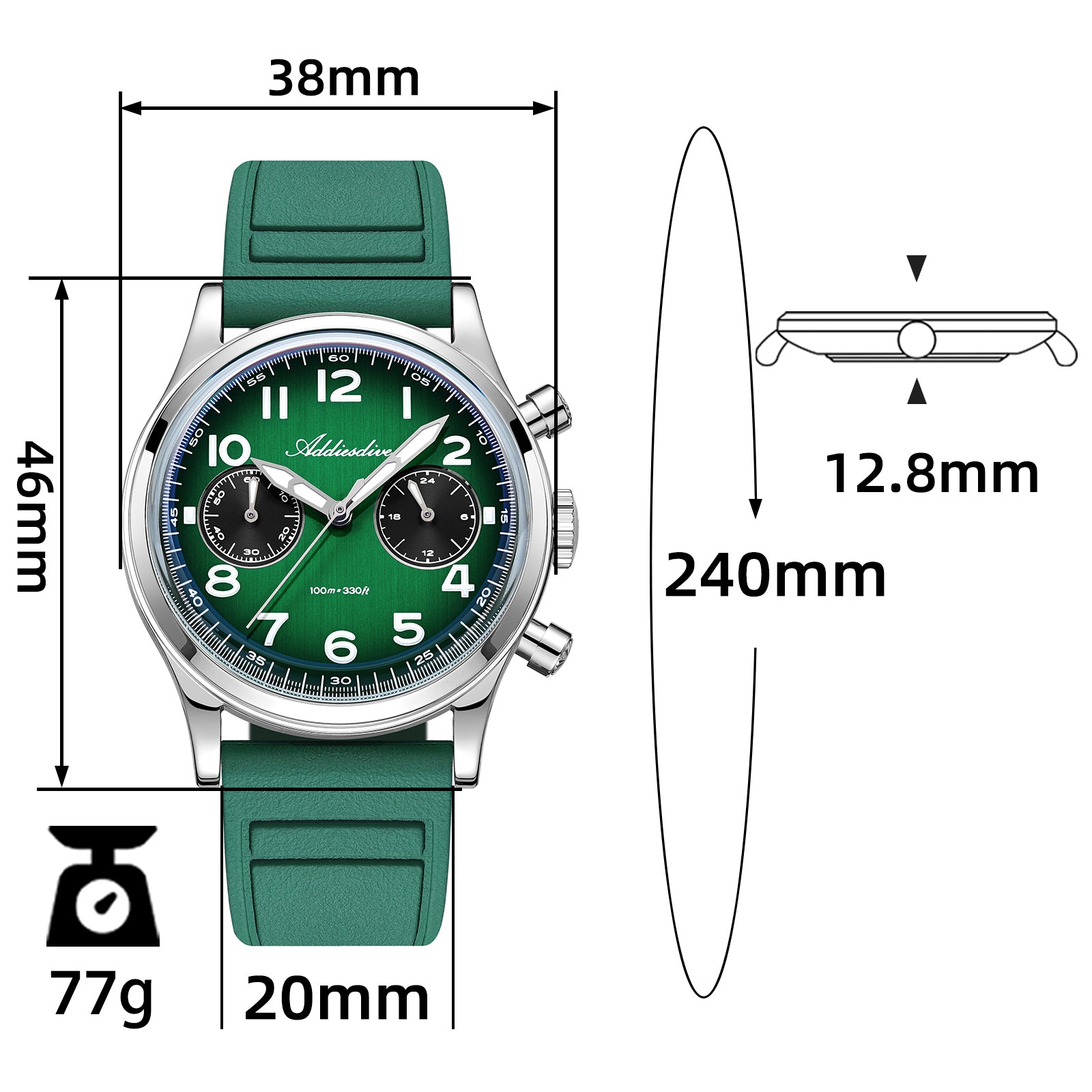 ★Magazzino italiano★ADDIESDIVE Orologio cronografo VK64 da 38 mm AD2516