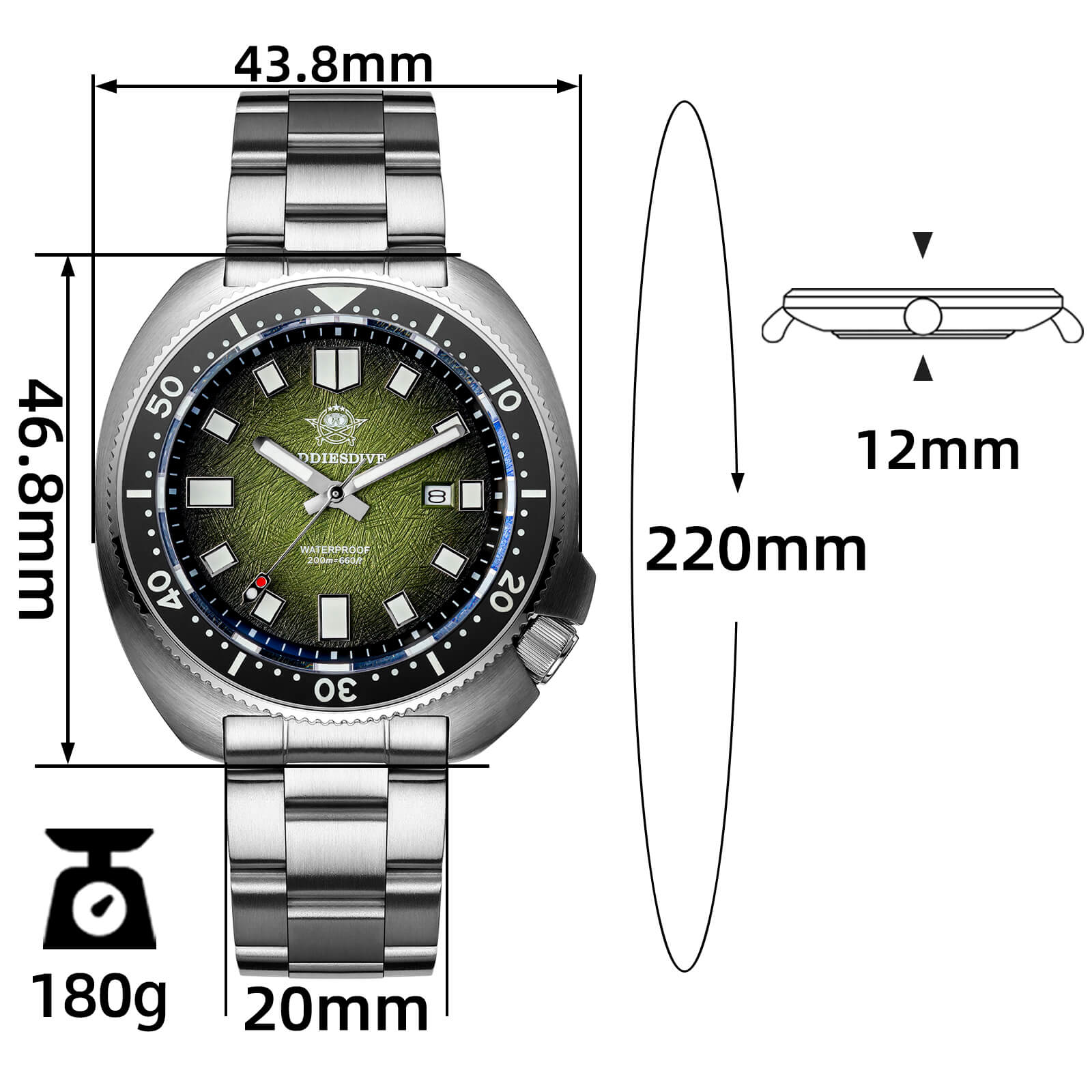 ★Saldi Anniversario★Addiesdive Turtle Orologio subacqueo al quarzo da uomo con cristallo di zaffiro AD2511